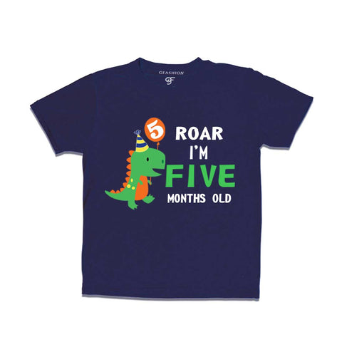 Roar I am Five Month Old Baby T-shirt in Navy Color avilable @ gfashion.jpg