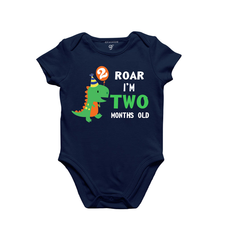 Roar I am Two Month Old Baby Bodysuit-Rompers in Navy Color avilable @ gfashion.jpg
