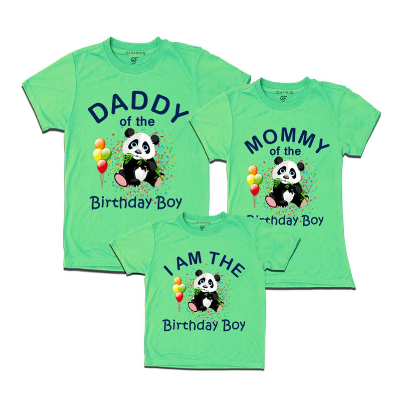 Panda Theme Birthday Boy T-shirts with Dad and Mom