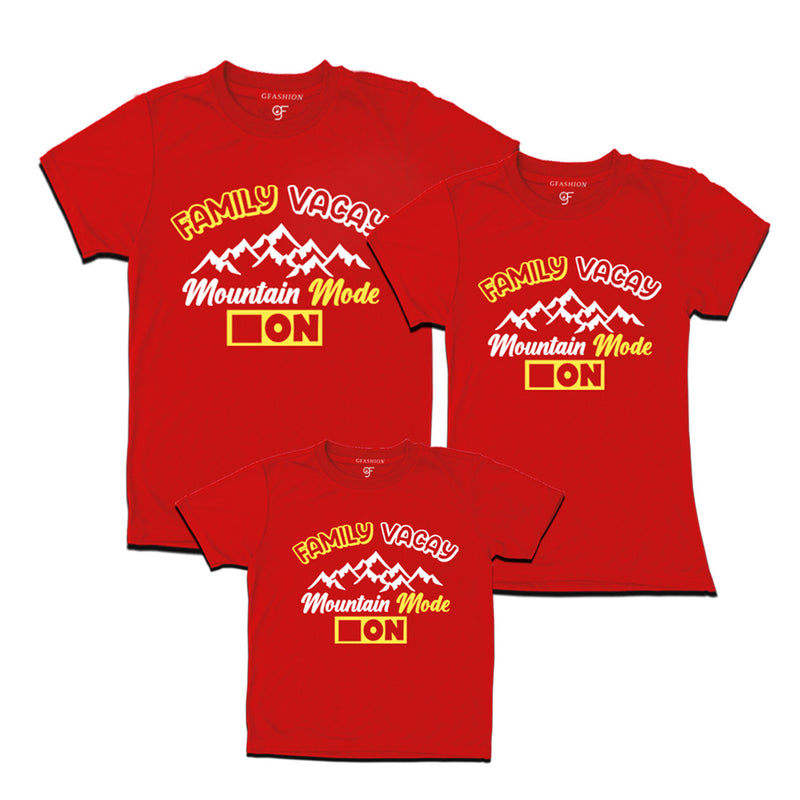 Family Vacay Mountain Mode On T-shirts for Dad Mom and Son in Red Color available @ gfashion.jpg