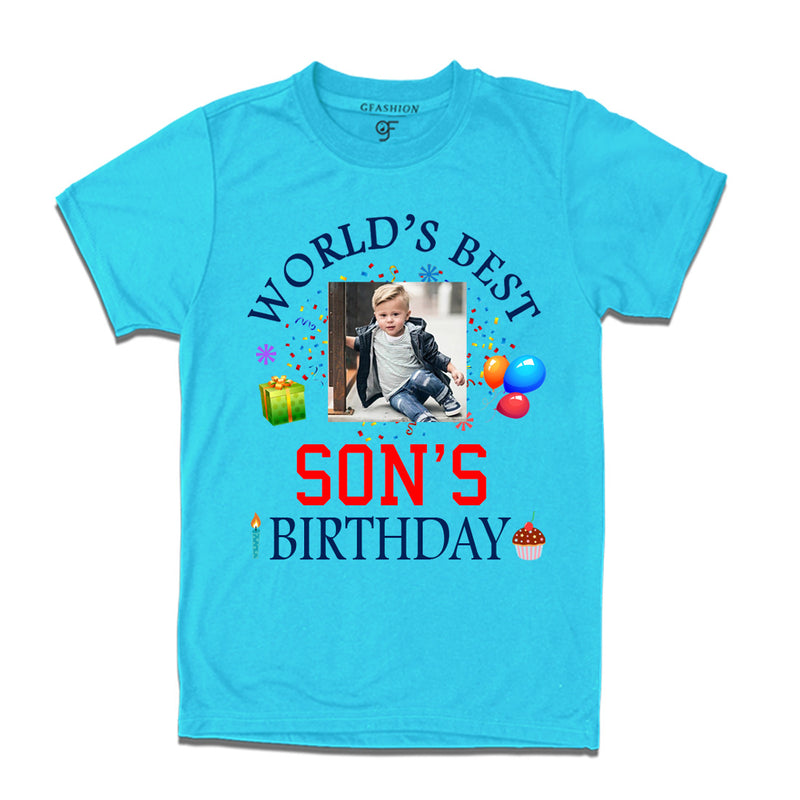 World's Best Son's Birthday Photo T-shirt in Sky Blue Color available @ gfashion.jpg