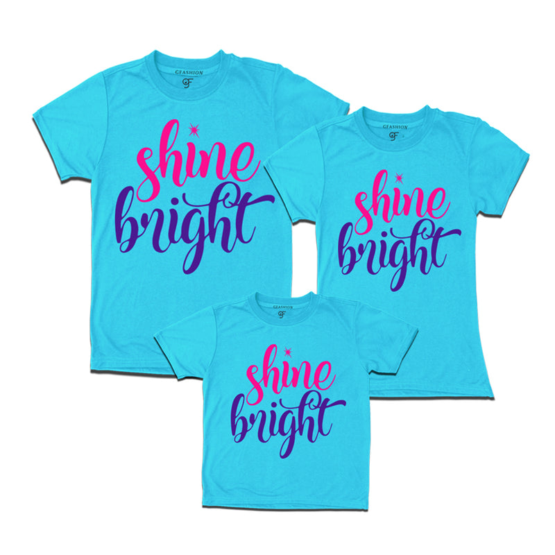 Matching family t-shirt for shining bright dad-mom and girl