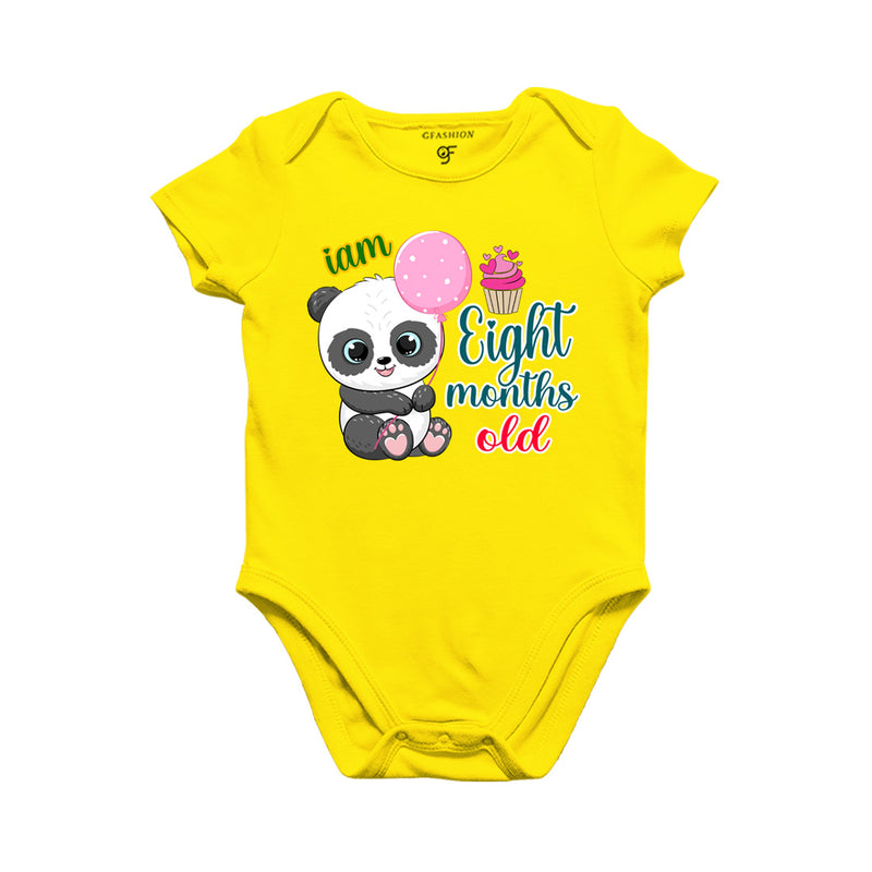 i am eight months old -baby rompers/bodysuit/onesie with panda
