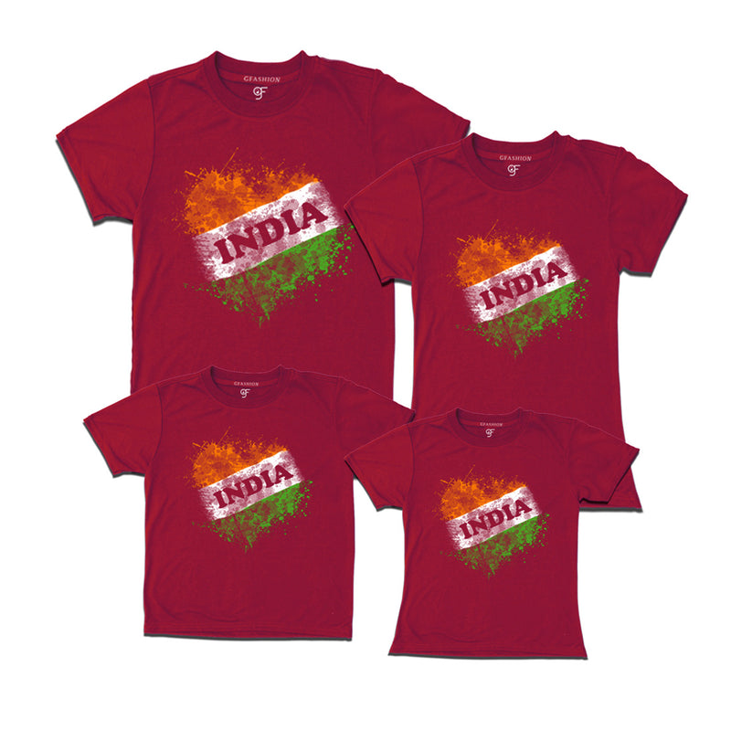 India Tiranga Family T-shirts in Maroon color available @ gfashion.jpg