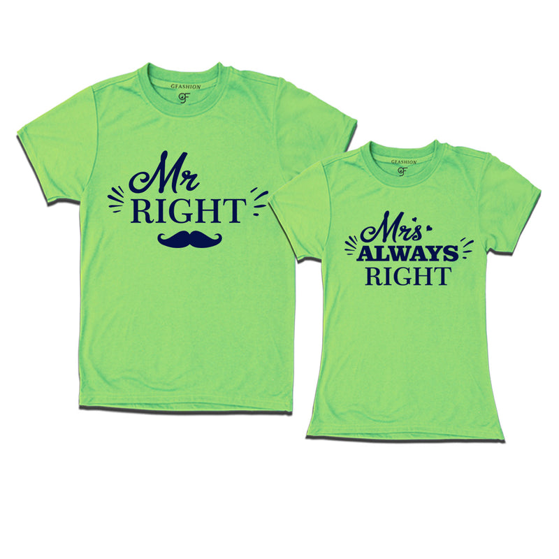 Mr and Mrs right matching couples t-shirt