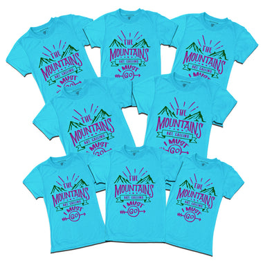 The Mountains are Calling I Must Go T-shirts for Group in Sky Blue Color available @ gfashion.jpg