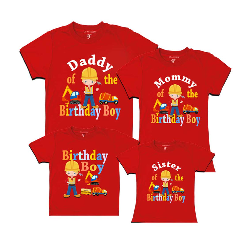 Construction Theme Birthday Boy T-shirts With family