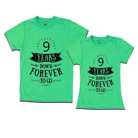 9-years-down-forever-to-go-couple-t-shirts-for-anniversary-gfashion-india-Pistagreen