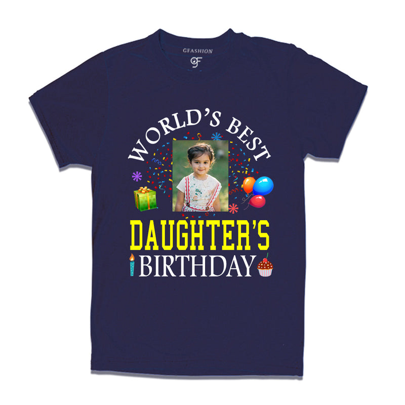 World's Best Daughter's Birthday Photo T-shirt in Navy Color available @ gfashion.jpg