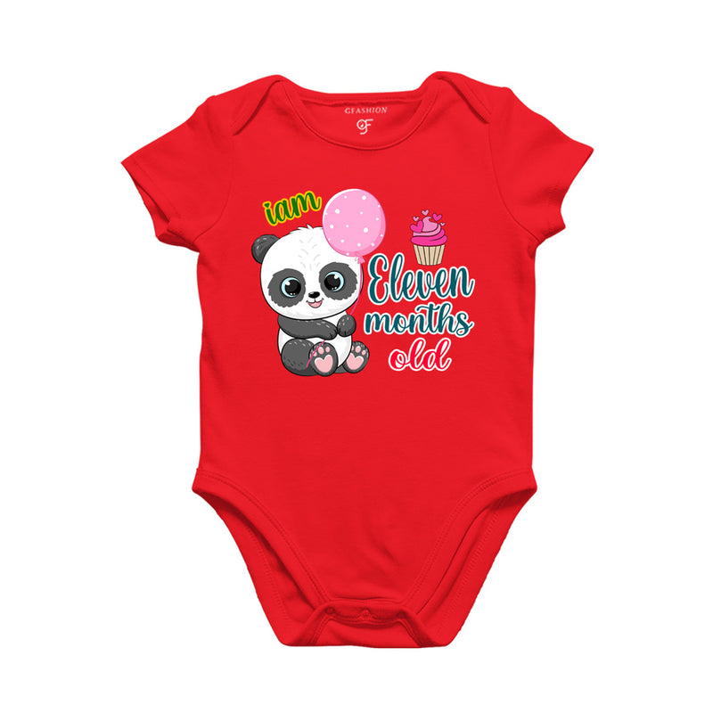 i am eleven months old -baby rompers/bodysuit/onesie with panda