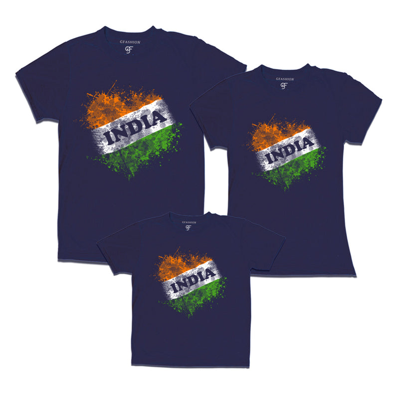 India Tiranga Dad, Mom and Son T-shirts in Navy color available @ gfashion.jpg