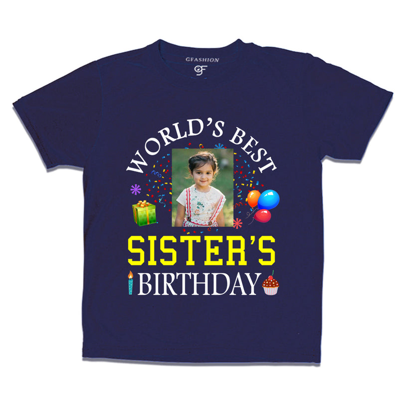 World's Best Sister's Birthday Photo T-shirt in Navy Color available @ gfashion.jpg