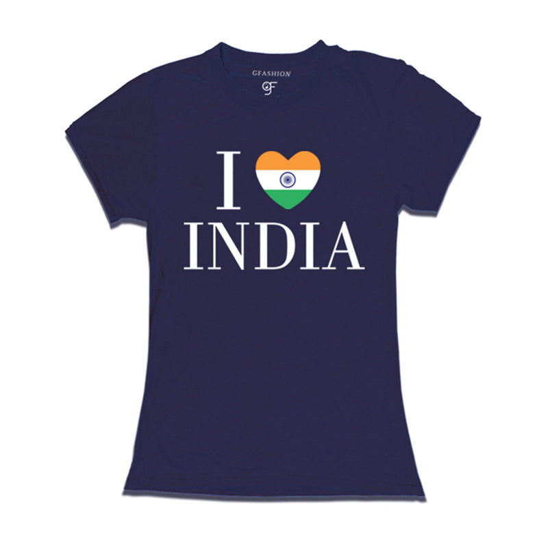 I love India Women T-shirt in Navy Color available @ gfashion.jpg