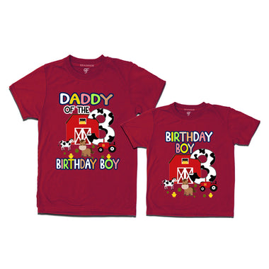 Farm House Theme Birthday T-shirts for Dad  and Son in Maroon Color available @ gfashion.jpg (2)