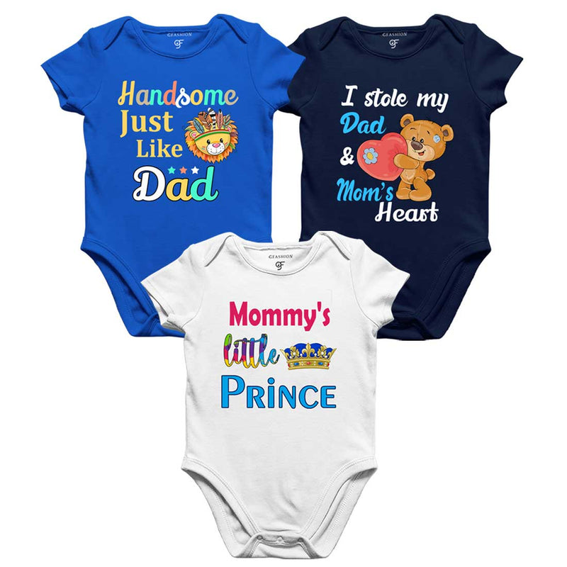 Handsome just like dad-mommy's little prince Baby Boy onesie combo 3