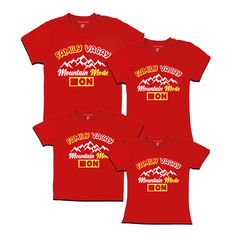 Family Vacay Mountain Mode On T-shirts in Red Color available @ gfashion.jpg