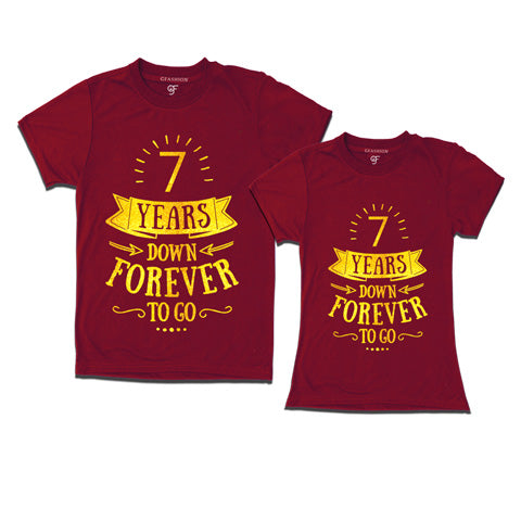 7-years-down-forever-to-go-couple-t-shirts-for-anniversary-gfashion-india-Maroon