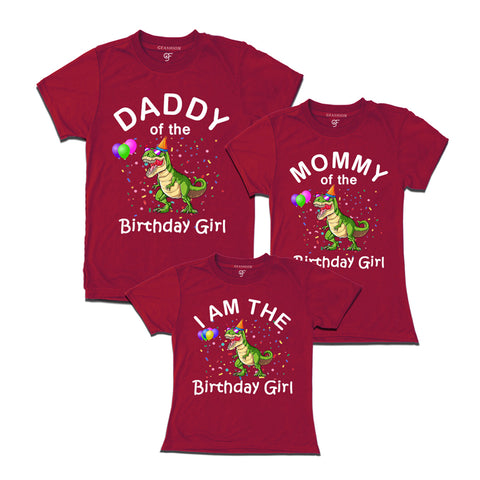 Dinosaur Theme Birthday T-shirts for Dad Mom and Daughter