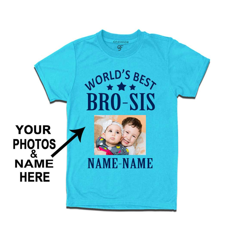 World's Best Bro-Sis T-shirt for Boy Photo and Name Customize in Sky Blue Color @ gfashion.jpg