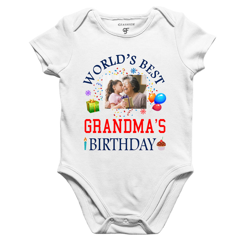 World's Best Grandma's Birthday Photo Bodysuit-Rompers in White Color available @ gfashion.jpg