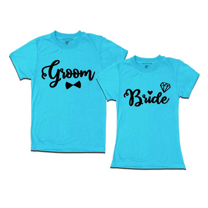 Groom and bride gold print customize t shirts  for pre wedding shoot