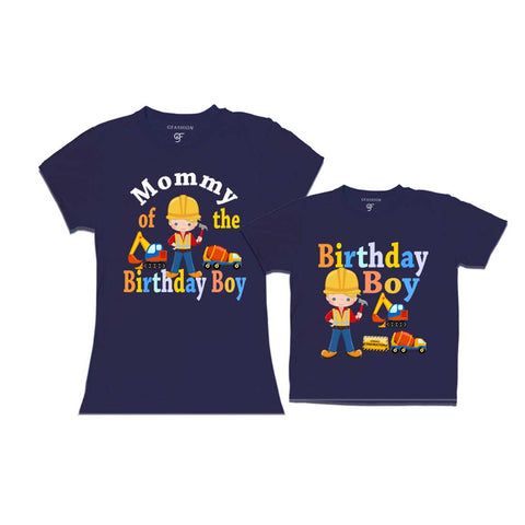 Construction Birthday Boy T-shirts with Mom