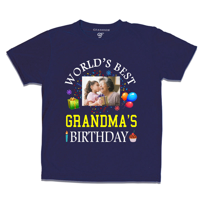 World's Best Grandma's Birthday Photo T-shirt in Navy Color available @ gfashion.jpg