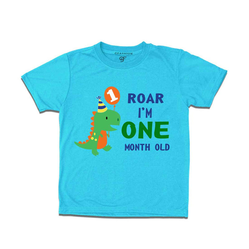 Roar I am One Month Old Baby T-shirt in Sky Blue Color avilable @ gfashion.jpg