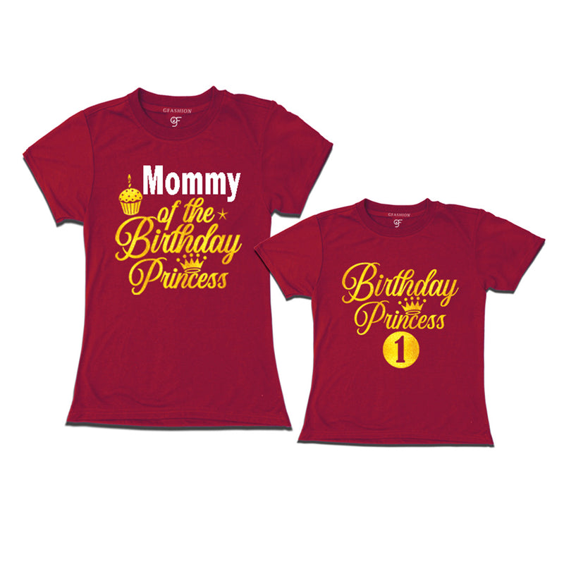 First Birthday T-shirt for Princess with Mom in Maroon Color avilable @ gfashion.jpg