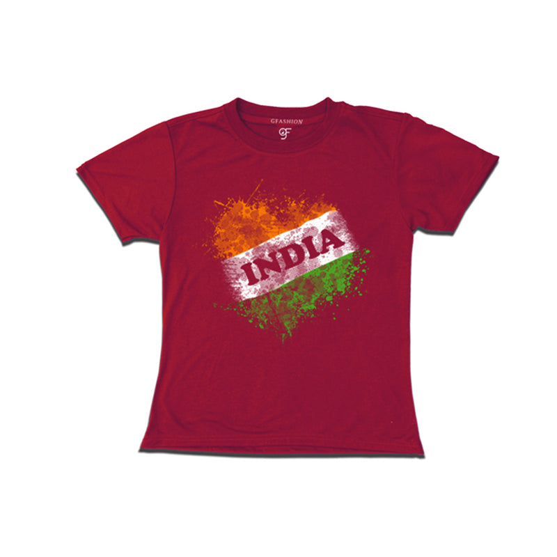 India Tiranga Girl T-shirt in maroon color available @ gfashion.jpg