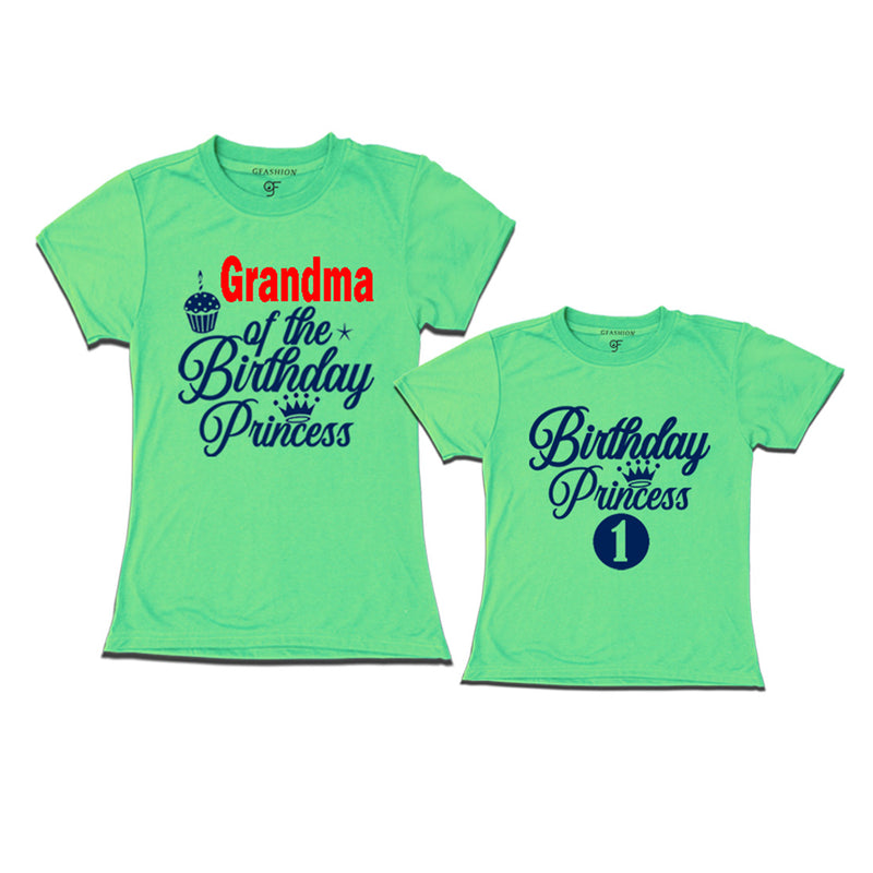 First Birthday T-shirt for Princess with Grandma in Pista Green Color avilable @ gfashion.jpg