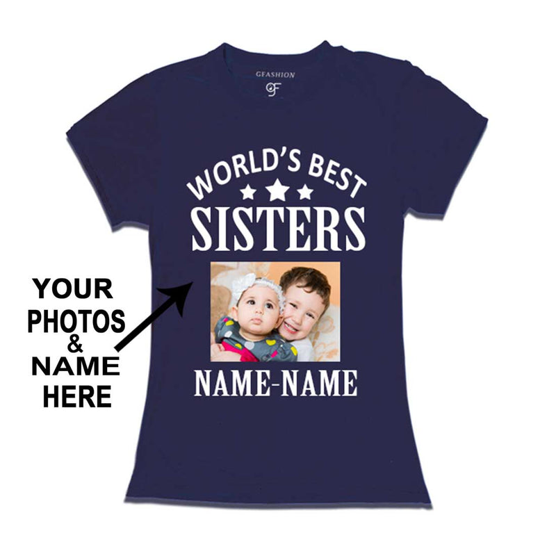 World's Best Sister T-shirt with Photo and Name Customize in Navy Color  available @ gfashion.jpg