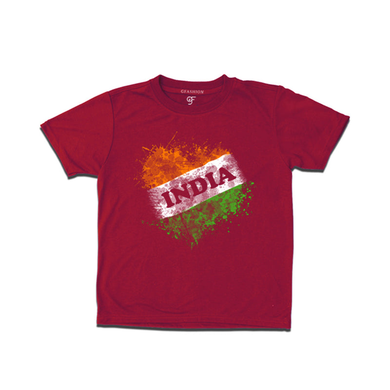 India Tiranga Boy T-shirt in Maroon color available @ gfashion.jpg