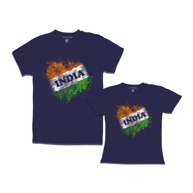 India Tiranga T-shirts for Dad and Daughter in Navy color available @ gfashion.jpg