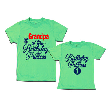 First Birthday T-shirt for Princess with Grandpa in Pista Green Color avilable @ gfashion.jpg