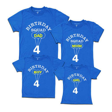 4th Birthday Family T-shirts in Blue color available @ gfashion