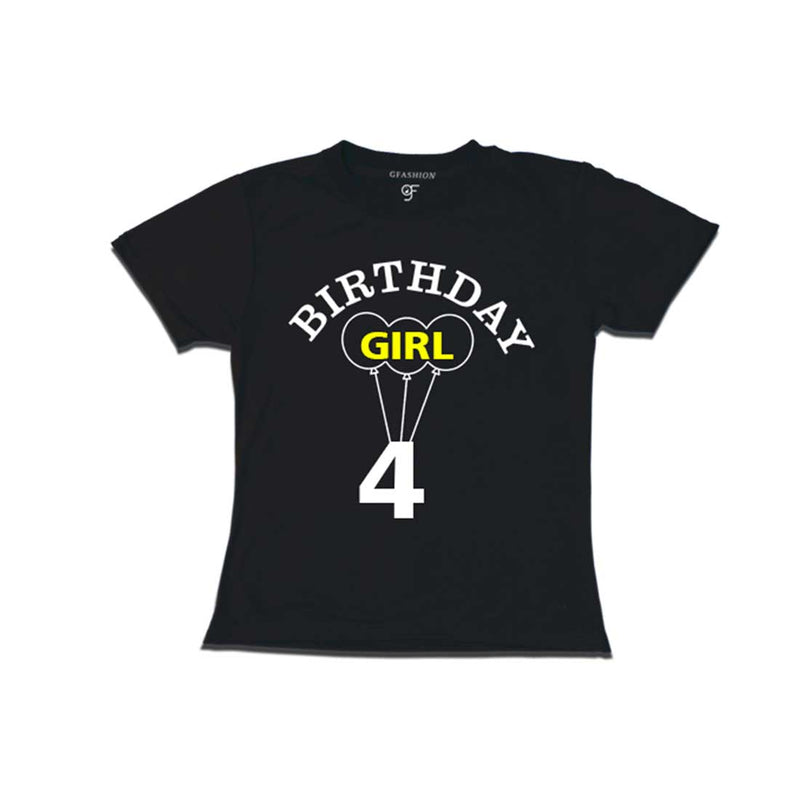 4th Birthday Girl T-shirt in Black color available @ gfashion