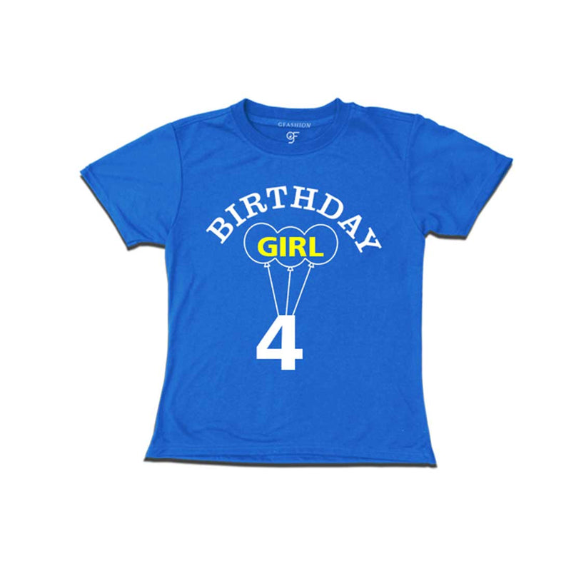4th Birthday Girl T-shirt in Blue color available @ gfashion