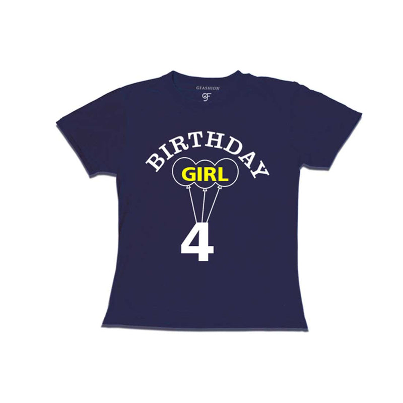 4th Birthday Girl T-shirt in Navy color available @ gfashion