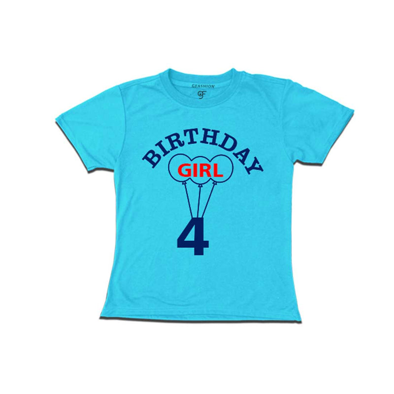 4th Birthday Girl T-shirt in Sky Blue color available @ gfashion