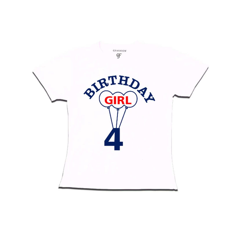 4th Birthday Girl T-shirt in White color available @ gfashion