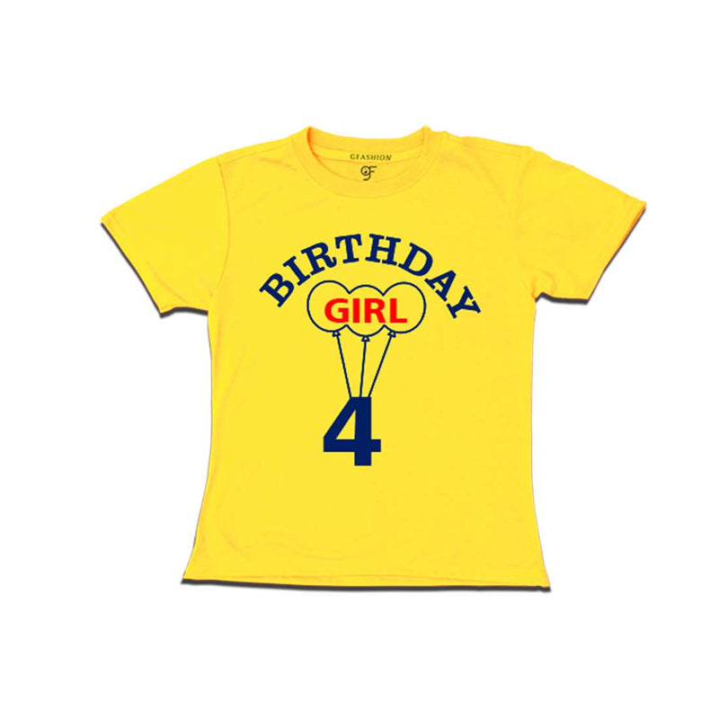 4th Birthday Girl T-shirt in Yellow color available @ gfashion