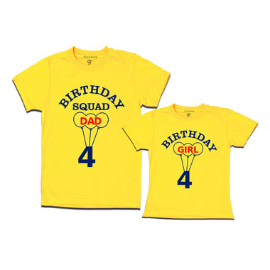 4th Birthday Girl Squad Dad T-shirts in Yellow color available @ gfashion