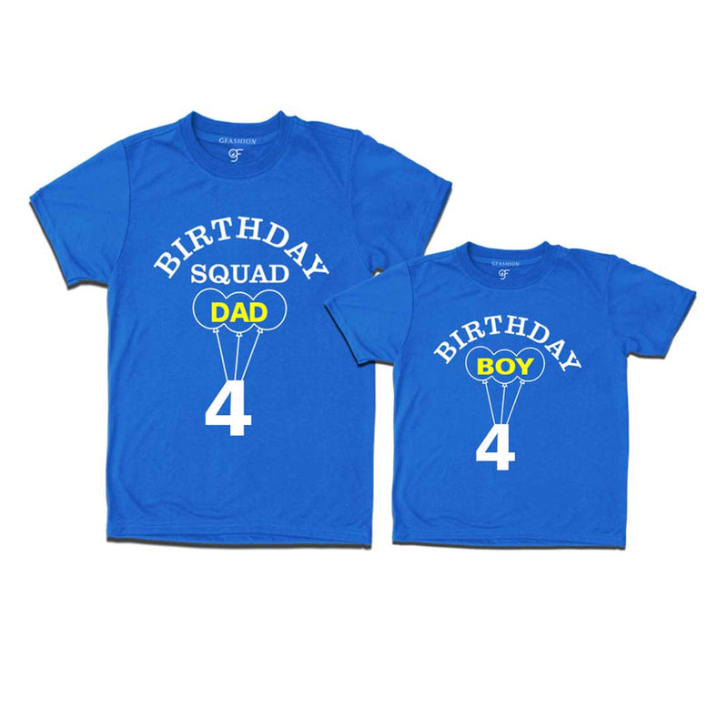 4th Birthday Boy with Squad Dad T-shirts in Blue color Available @ gfashion