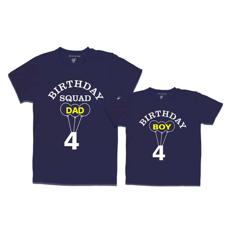 4th Birthday Boy with Squad Dad T-shirts in Navy color Available @ gfashion