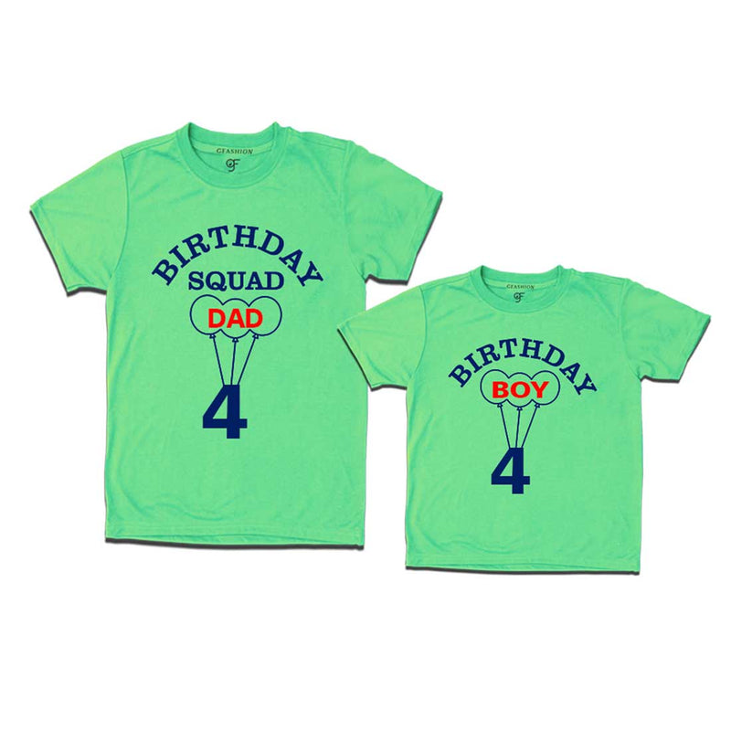 4th Birthday Boy with Squad Dad T-shirts in Pista Green color Available @ gfashion