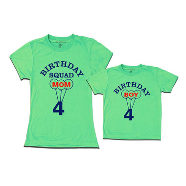 4th Birthday Boy with Squad Mom T-shirts in Pista Green color Available @ gfashion