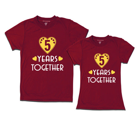 buy 5th anniversary t shirts for couple online india @ gfashion-maroon