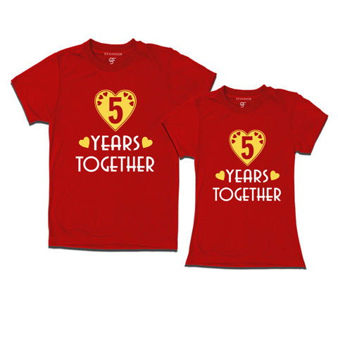 buy 5th anniversary t shirts for couple online india @ gfashion-red