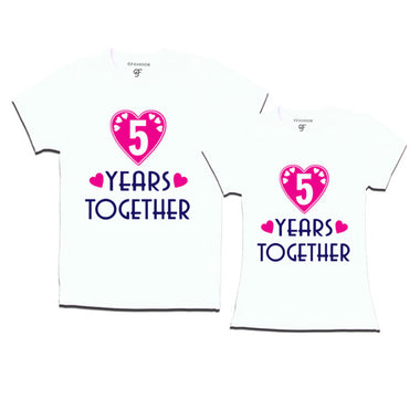 buy 5th anniversary t shirts for couple online india @ gfashion-white